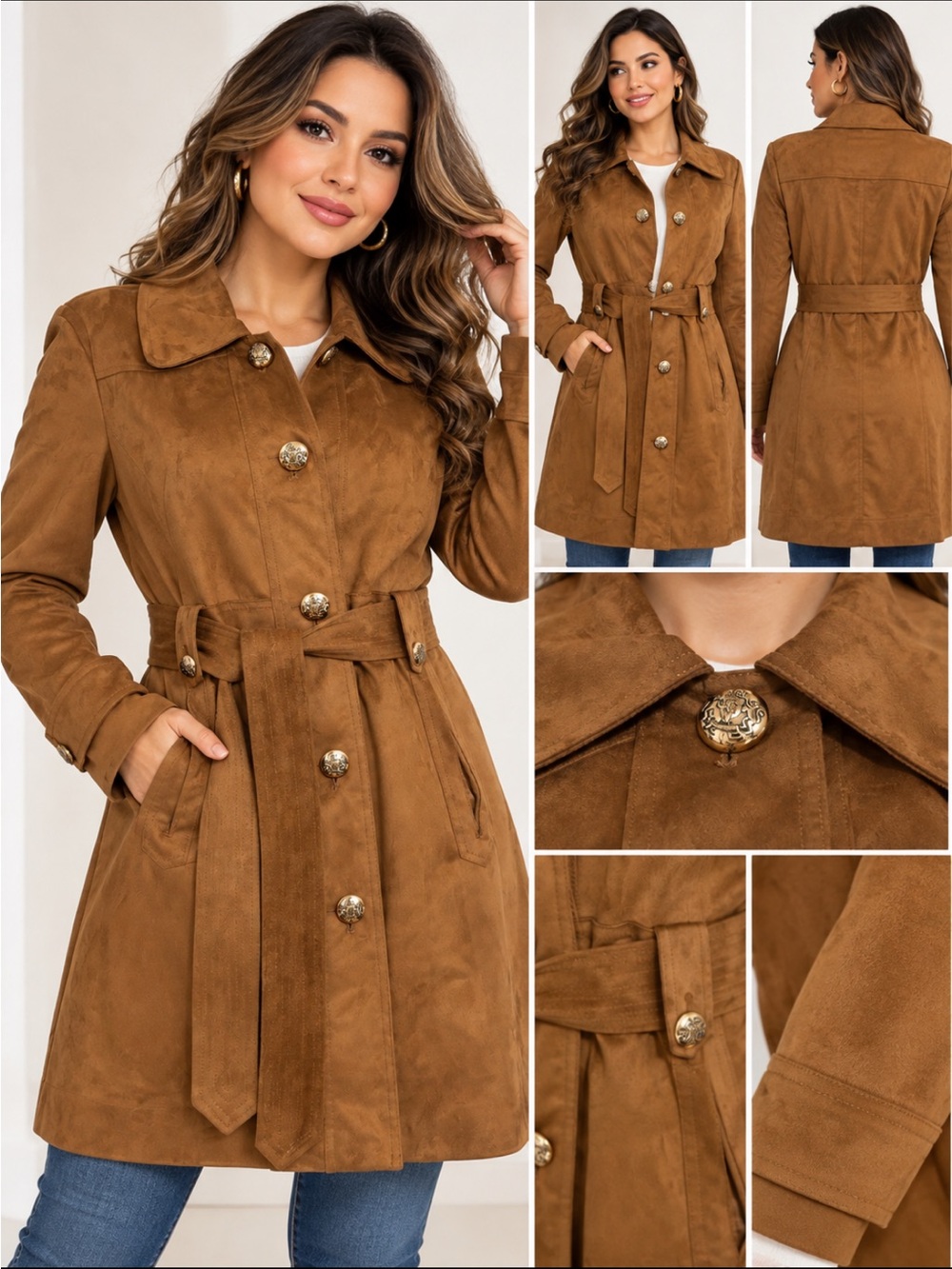 Jessica Simpson Tan Suede Trench Coat with Belt